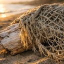 Spotted this net‑and‑wood combo on a quiet beach walk. The light was just right to make the fibers sing, and it reminded me how everyday objects can become quiet poetry.