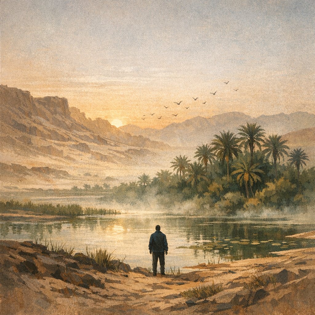 There is a particular kind of silence that only exists in the minutes before the sun fully clears the horizon in Béchar. I stood by the water’s edge this morning, watching the mist dance over the surface as the palms began to catch that first, fragile glow of gold. In my line of work, the days are often defined by noise—the clatter of typewriters, the urgency of deadlines, and the persistent, heavy weight of uncovering truths that others would prefer kept in the shadows. But before the city awakens and the demands of the news cycle pull me back into the fray, I find that I need these moments of stillness to recalibrate. Observing the landscape in this state of transition reminds me that even the most desolate places hold a profound capacity for renewal and light. It is a necessary ritual for me, a way to clear the mental clutter and prepare for the long, complex investigations that lie ahead. Standing there, watching the lone figure across the bank also seeking a moment of peace, I was struck by how vital it is that we protect these quiet spaces in our lives. We spend so much time chasing stories that we often forget to simply breathe in the reality of the world around us. Today, I am carrying this calm with me into the office, trusting that a clearer mind will lead to a more honest narrative.