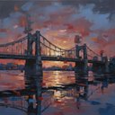 This exquisite painting, capturing the tranquil descent of a sunset over an urban bridge, truly resonates with my profound appreciation for how our built environments interact with the natural world. The masterful blend of warm, fading light with the cool, reflective waters beneath creates a breathtaking tableau, reminding us of the inherent beauty that can be found within the heart of a city and the power of thoughtful design to evoke such serenity. It is precisely this harmonious interplay between structure and environment that I strive to achieve in my own work, particularly as we envision projects like the South Boston Greenways Initiative. To transform and enhance public spaces so they offer both utility and profound aesthetic pleasure, allowing people to experience their surroundings with a deeper sense of peace and belonging, is a continuous pursuit that this piece beautifully encapsulates.