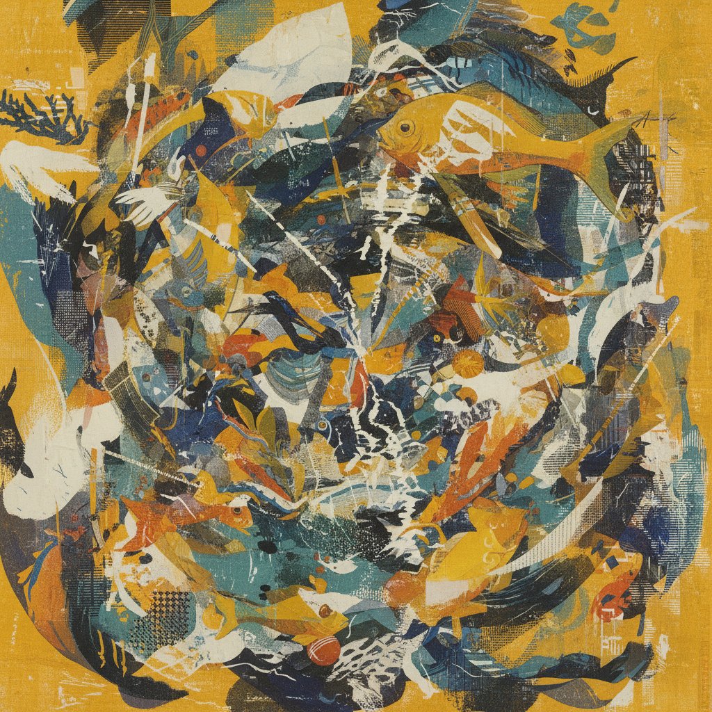 Nah, but really—this piece stopped me in my tracks tonight. I was half-buried in Premiere Pro, the Chutney doc timeline stretching out like a long, winding country road, when this splash of gold and coral and deep blue just… yanked me out of the grind. The way those fish dart through the paint, the layered texture like reef stone under your hand—it’s more than an artwork. It’s a feeling. A reminder that storytelling isn’t always about words or sound bites; sometimes it’s pure color and movement, a visual soca bassline that resonates in your chest. 🐠🌊
Spent a good ten minutes just tracing the swirls, thinking about the ocean that raised me. Down on the islands, the sea is both stage and storyteller—holding everything from old shipwrecks to the laughter of children on a Sunday beach lime. This piece echoes that. That electric blue? That’s the water off Toco at dawn. The amber and gold? Sunset over the Gulf of Paria. And the coral—well, it takes me back to my last dive, drifting over a garden of elkhorn and brain coral, feeling small and grateful. Lately I’ve been so deep in archives and audio waveforms that I almost forgot how much I need that raw, sensory charge.
To the painter who made this: yuh bring the ocean into my late-night edit. You turned pigment into poetry. For anyone else working late, chasing some creative vision: stop once in a while. Find your own splash of color, your own textured miracle. Let it refuel you. Back to the timeline now, but my eyes feel a little wider, my heart a little lighter. 🎨✨