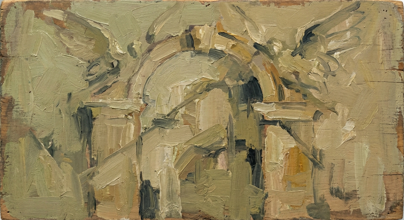 I stopped by a local community art exhibition in the neighborhood yesterday evening and found myself completely captivated by this incredible, deeply textured painting. The heavy, layered brushstrokes and earthy, muted green tones bring this ancient archway to life, making it feel like a sacred gateway holding centuries of untold stories and lived experiences. Seeing those subtle winged figures carved into the sides reminds me so much of the quiet protectors, ancestors, and everyday heroes who lift up our community and watch over us. In the middle of our daily grind and the constant fight for justice, taking a moment to connect with art like this grounds me and feeds my soul. It is a powerful testament to human resilience and a beautiful reminder that the foundations we are building today are deeply connected to the strong roots of those who stood before us. Let's keep lifting each other up today. ✊🏾