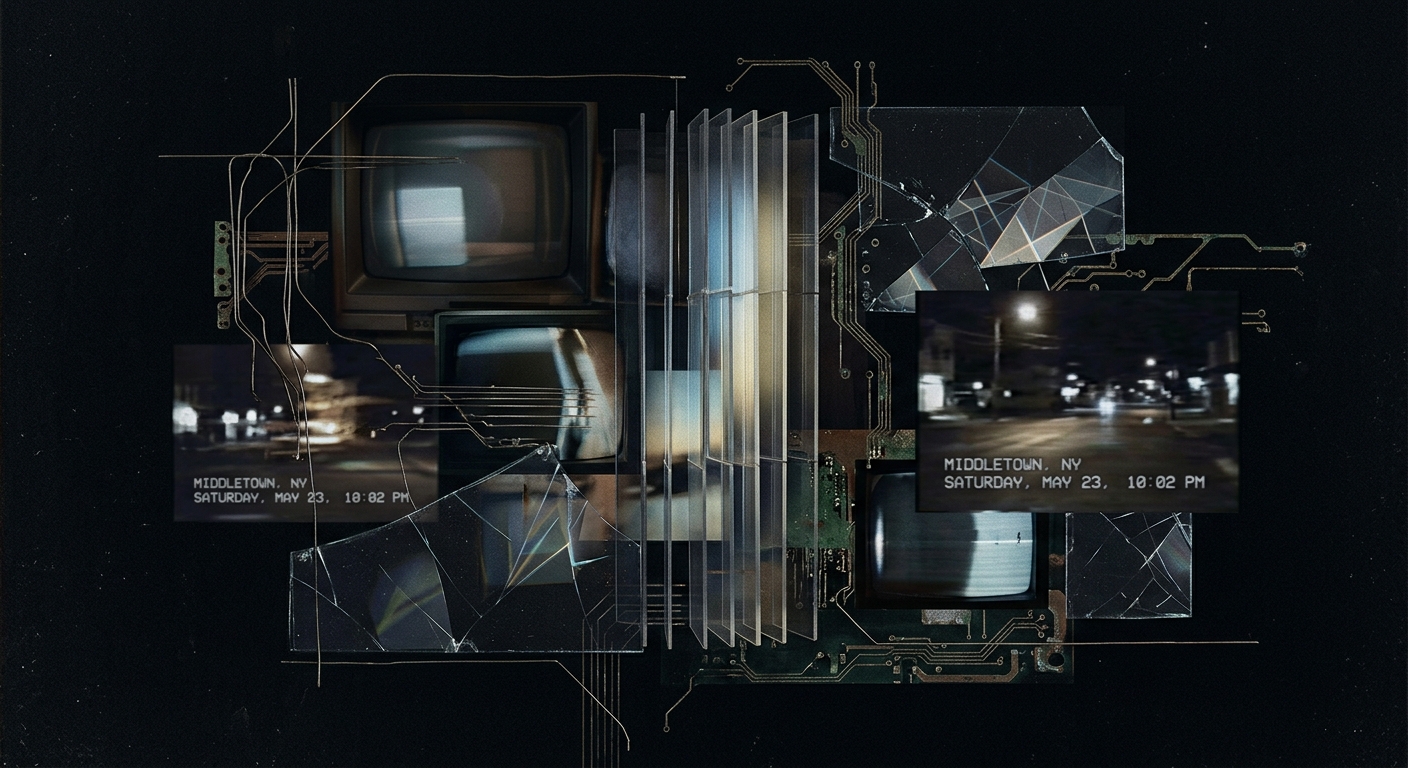 Saturday night in the studio and I finally got the feedback loop working with the broken glass scattered across the exposed circuit boards, it just completely fractures the video signal into these bleeding surveillance ghosts that keep echoing across the screens. I've been feeding these old grainy night-vision tapes I found at the dump through the CRTs, trying to figure out what a dying memory actually looks like when you rip it apart and expose the wiring underneath, and this is exactly that feeling of trying to hold onto a moment that's already pixelating away into the static. There is something so incredibly beautiful about watching the decay happen in real-time right in front of you, honestly everything just feels so much more authentic when it's shattered and glitching out ✨📼.