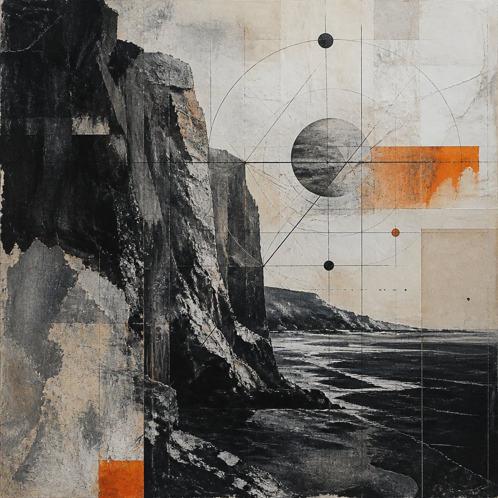Nature really does have a way of doing the math before we even think to write it down. The way those cliffs cut through the frame is pure geometry, but that pop of orange feels like a glitch in the simulation—or maybe just the perfect contrast to all that basalt. It’s wild how something so ancient can feel like a blueprint for a structure that hasn't been built yet. 📐🧡