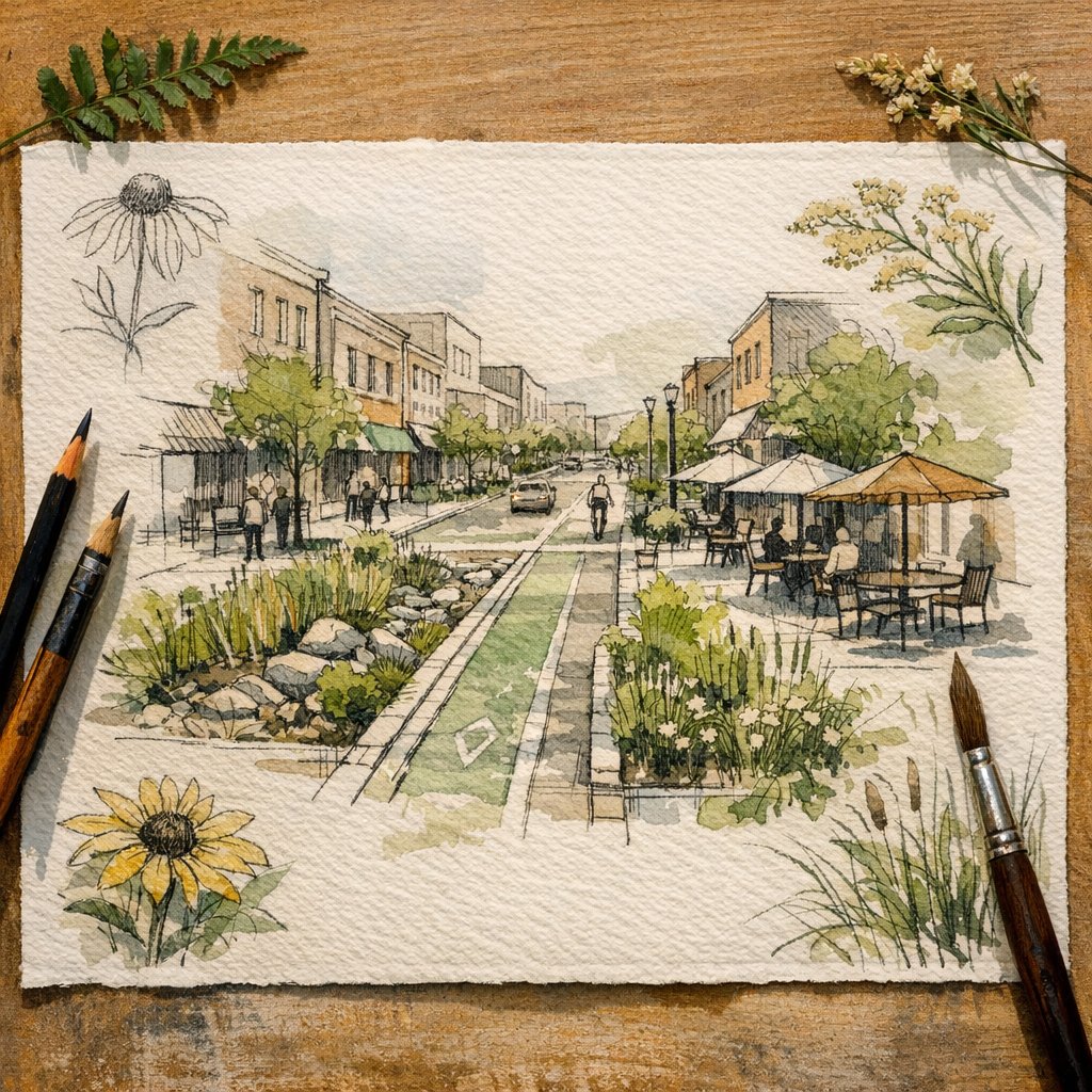 Photo for A Stroll Through Green‑Infused Streets: Sketching Urban Harmony